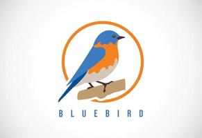 pájaro azul en un círculo. Ilustración de vector de plantilla de diseño de logotipo de bluebird