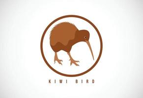 pájaro kiwi en un círculo. Ilustración de vector de plantilla de diseño de logotipo de pájaro kiwi