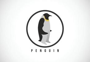 pingüino en un círculo. Ilustración de vector de plantilla de diseño de logotipo de pingüino