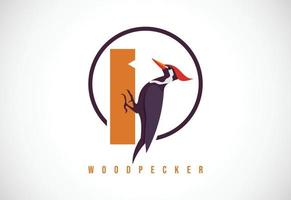 Woodpecker bird in a circle. Woodpecker bird logo design template vector illustration