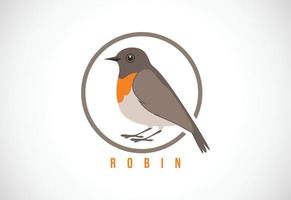 pájaro petirrojo en un círculo. Ilustración de vector de plantilla de diseño de logotipo de pájaro robin