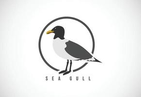 Sea Gull in a circle. Sea Gull logo design template vector illustration