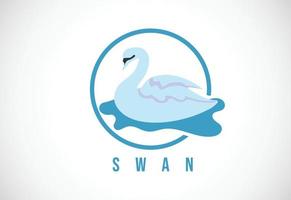 cisne en círculo. Ilustración de vector de plantilla de diseño de logotipo de cisne