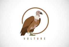 pájaro buitre en un círculo. Ilustración de vector de plantilla de diseño de logotipo de pájaro buitre