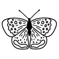 mariposa garabato dibujada a mano. ilustración de boceto vectorial, arte de contorno negro de insecto para diseño web, icono, impresión, página de color vector