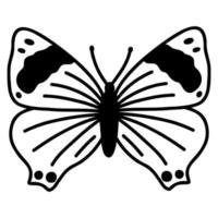 Hand drawn doodle butterfly. Vector sketch illustration, black outline art of insect for web design, icon, print, coloring page