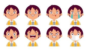 boy expression face collection set vector