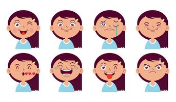 girl expression collection set vector