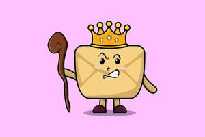 cartoon Envelope as wise king with golden crown vector