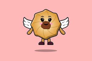 Cute cartoon Cookies character wearing wings vector