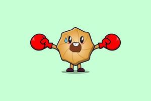 dibujos animados de galletas jugando deporte con guantes de boxeo vector