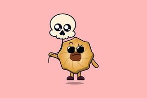 Cute cartoon Cookies floating with skull balloon vector