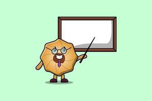 Cute cartoon Cookies teacher with big whiteboard vector