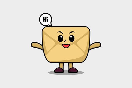 cartoon Envelope character with happy expression vector