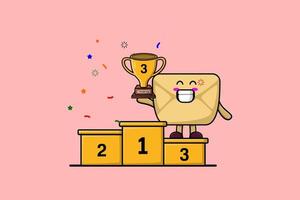 Cute cartoon Envelope character the third winner vector