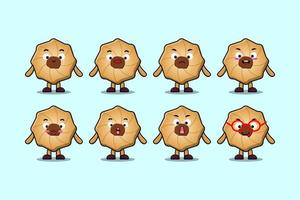 Set kawaii Cookies cartoon character expressions vector