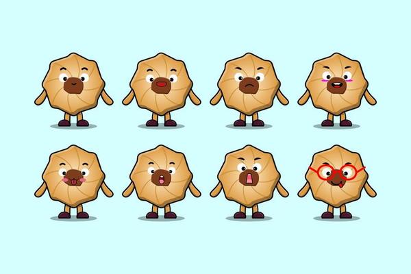 Set kawaii Cookies cartoon character expressions