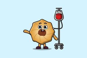 Cute cartoon of Cookies having blood transfusion vector