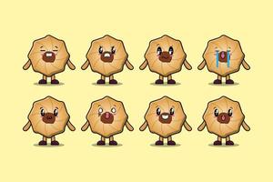 Set kawaii Cookies cartoon character expressions vector