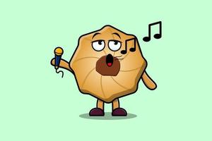 Cute cartoon Cookies singer character holding mic vector