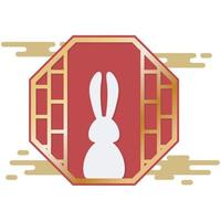 Chinese New Year Rabbit Window Frame. vector