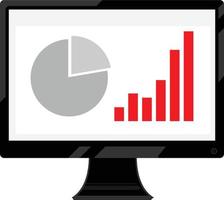 A computer screen with a black frame showing an ascending curve graph vector