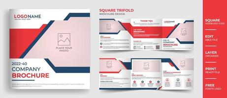 8 Pages square company profile brochure design, multipage corporate brochure template layout vector