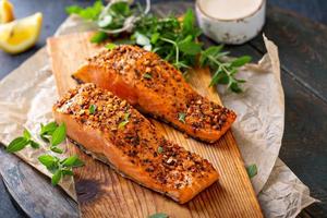 Cedar plank roasted salmon photo