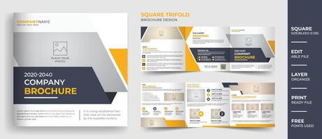 Professional 8-page square company profile brochure design Multipurpose corporate brochure template layout design vector