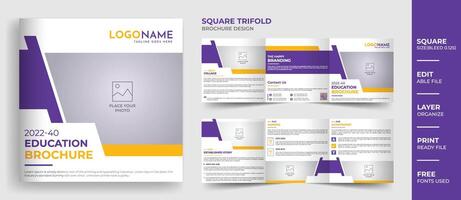 8 Page square school education brochure template design, modern multipage admission brochure design vector