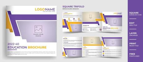 Creative 8 Page square education brochure design, square multipage admission brochure template