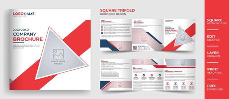 Modern square 8 page company profile brochure template, multipurpose business brochure design vector