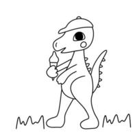 Dinosaur with ice cream coloring vector