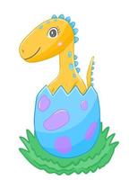 Newborn dino in egg vector