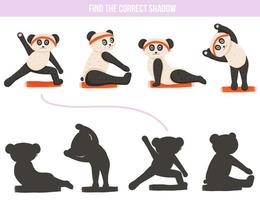 Shadow game with cute panda vector