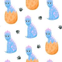 Blue dino in egg pattern vector