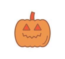 Pumpkin icon isolated on white. Flat, vector illustration on Halloween.