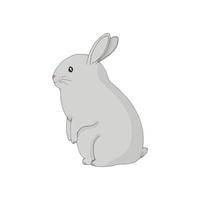 The rabbit is sitting isolated on white. Vector hand-drawn illustration.