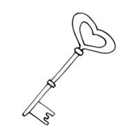 Key isolated on white. The concept of Valentine is day. Hand-drawn vector illustration.
