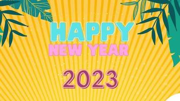 texto animado que dice feliz año nuevo 2023. feliz año nuevo 2023 animación de texto en resolución hd. feliz año nuevo 2023. texto de animación de feliz año nuevo 2023 video