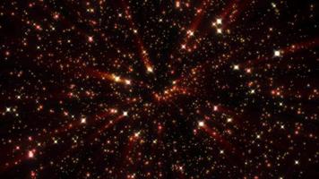 astratto sfondo di luminosa arancia raggiante brillante luminosa puntini di stelle e bellissimo festivo spazio in movimento cerchi. video nel alto qualità 4k, movimento design