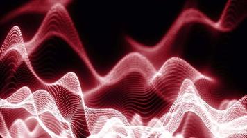 Abstract background of  futuristic glowing waves from particles of points and lines of energy and magic on a black background. Screensaver video