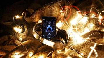 Headphones Surrounded By Fairy Lights In Long Exposure in Karachi Pakistan 2022 photo