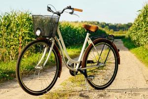 Classic styled bicycle in the corn field photo