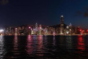 Night Hong Kong view from the Victoria Harbour photo