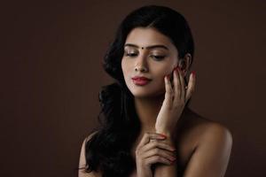 Portrait of Indian woman with beautiful makeup and hairstyle photo