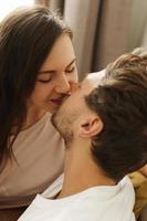 Beautiful and sensual couple showing their love photo