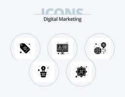 Digital Marketing Glyph Icon Pack 5 Icon Design. location. software. favorite. crm software. app vector