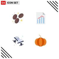4 User Interface Flat Icon Pack of modern Signs and Symbols of bean cufflink document report jewelry Editable Vector Design Elements