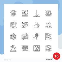 Set of 16 Commercial Outlines pack for development bug islam bad medical book Editable Vector Design Elements